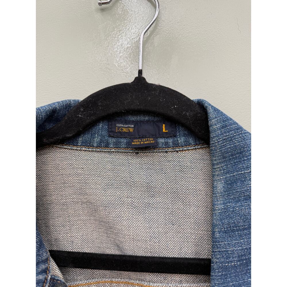 J.Crew Denim Jacket Women's Large Classic Trucker Jean Jacket Blue - Picture 2 of 3